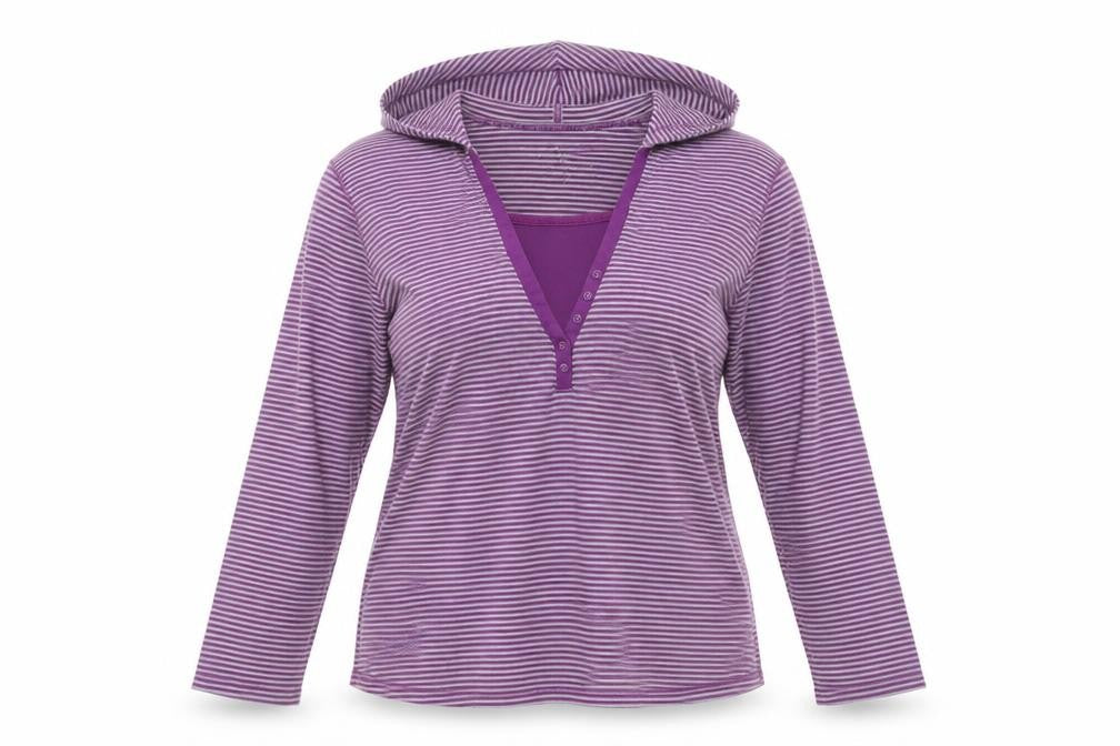 Bonmarché Womens Purple Striped  Pullover Hoodie Size XL