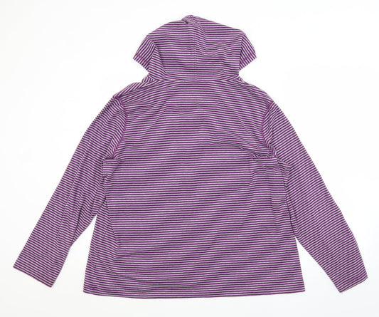 BM Womens Purple Striped  Pullover Hoodie Size XL
