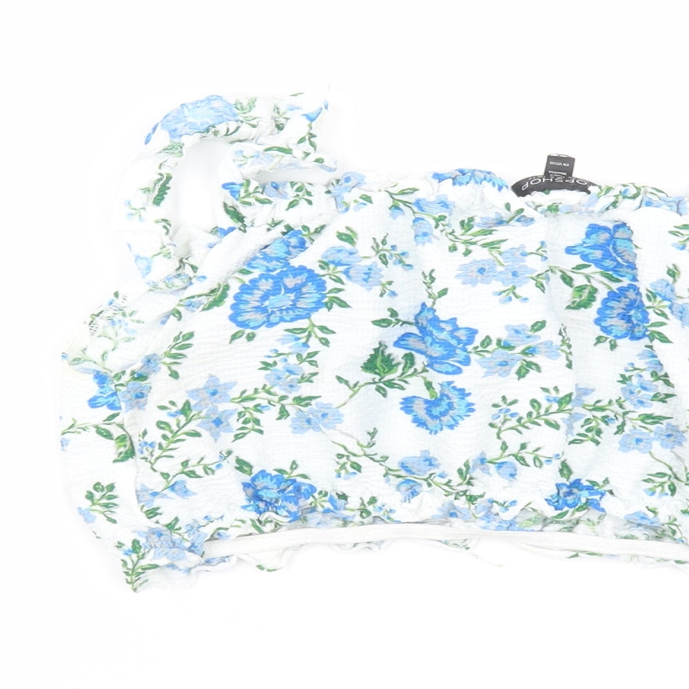 Topshop Womens White Floral  Basic Blouse Size 12