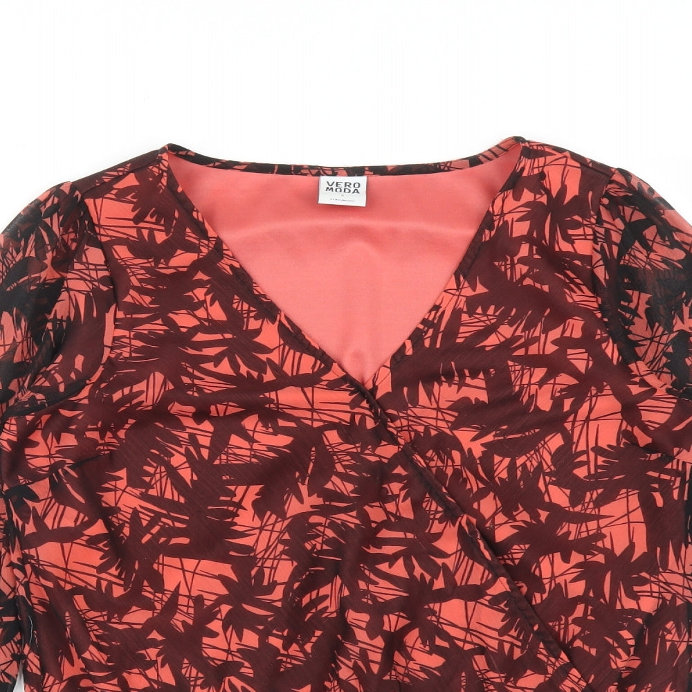 VERO MODA Womens Multicoloured Floral  Basic T-Shirt Size S