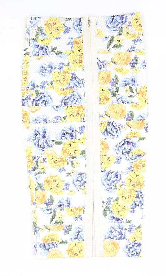 New Look Womens White Floral  Pencil Dress  Size 10