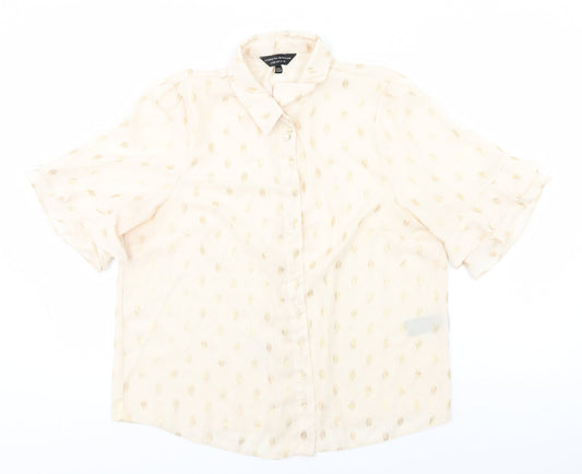Dorothy Perkins Womens Ivory Geometric  Basic Button-Up Size 16