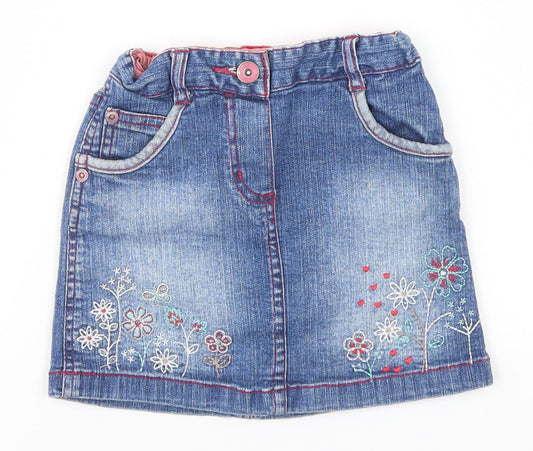 Cherokee Girls Blue Floral  Straight & Pencil Skirt Size 3-4 Years