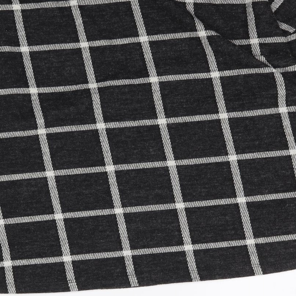 M&Co Womens Black Plaid  Basic T-Shirt Size 14