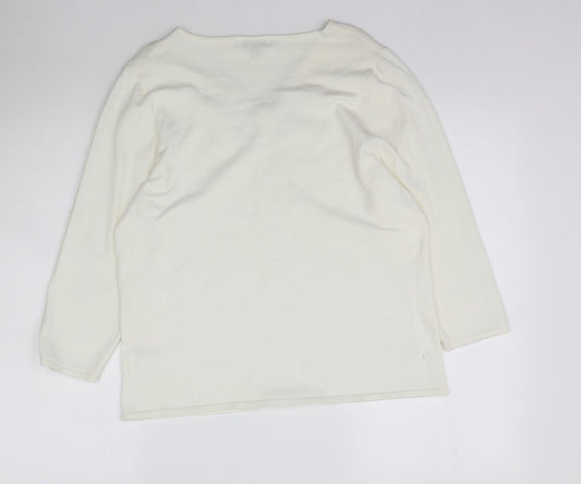 Nightingales Womens White  Knit Basic Blouse Size 14