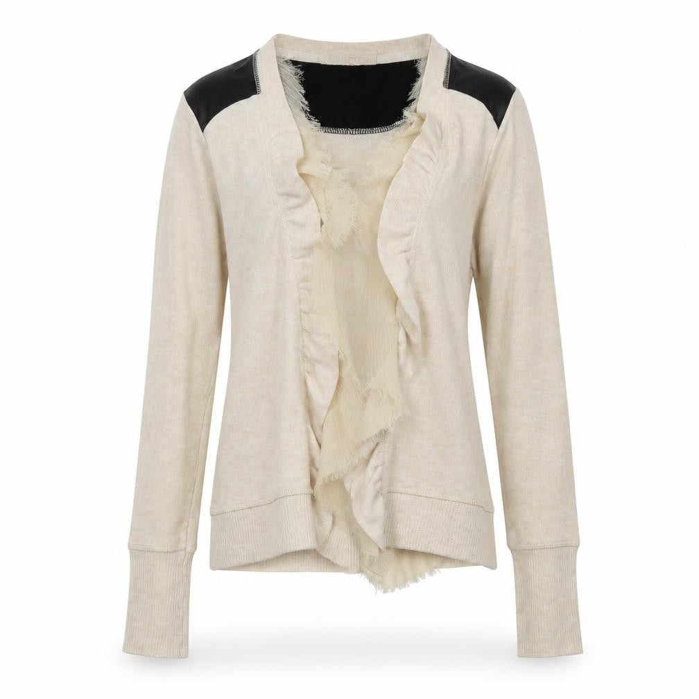 Poof Excellence Womens Beige  Knit Cardigan Jumper Size S