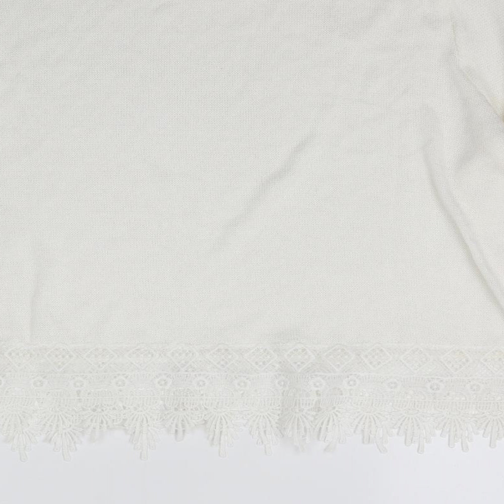 H&M Womens White  Knit Pullover Jumper Size L  - Thin material