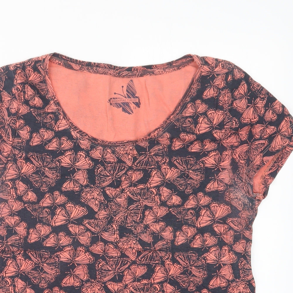 Debenhams Womens Pink Geometric  Basic T-Shirt Size 14  - Butterflies