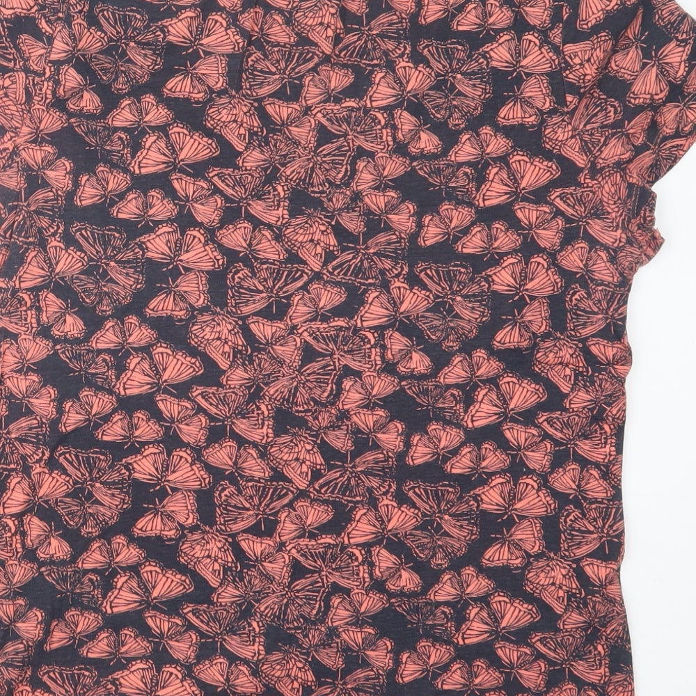 Debenhams Womens Pink Geometric  Basic T-Shirt Size 14  - Butterflies