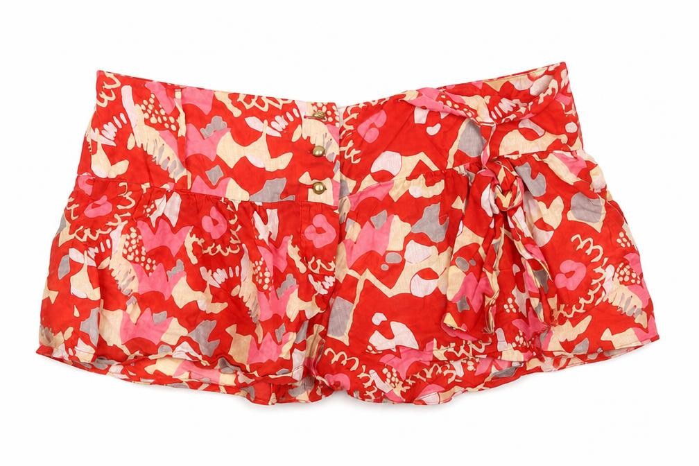 French Connection Womens Red Geometric  Hot Pants Shorts Size S