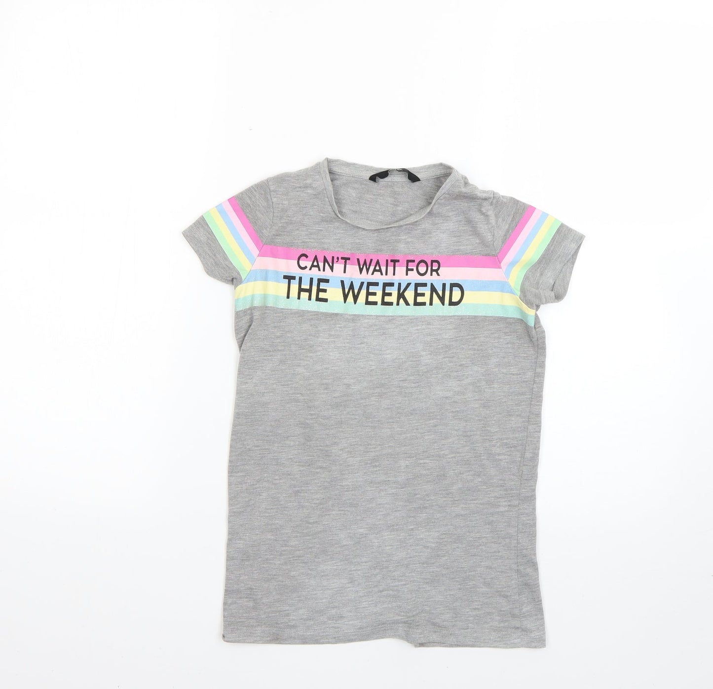 George Girls Grey   Basic T-Shirt Size 8-9 Years