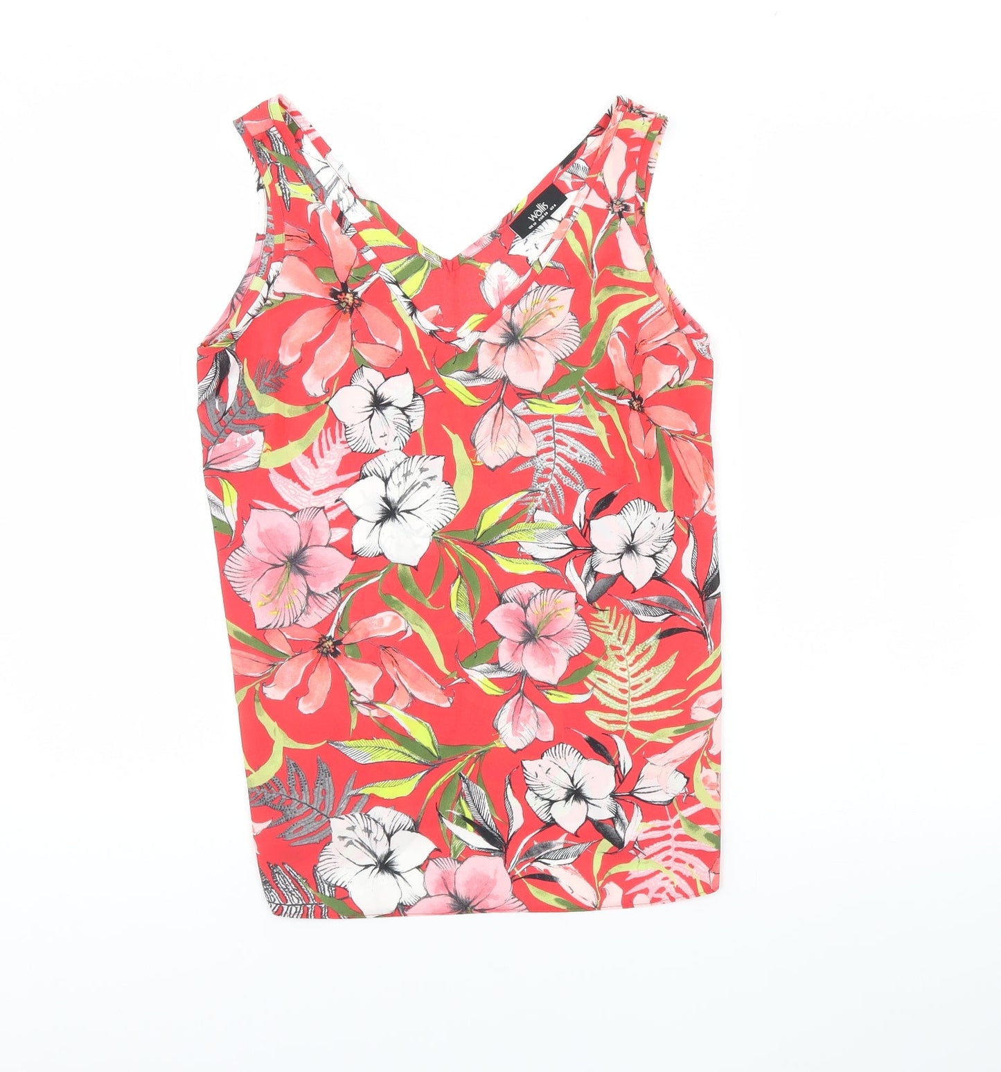 Wallis Womens Red Floral  Basic Tank Size 10