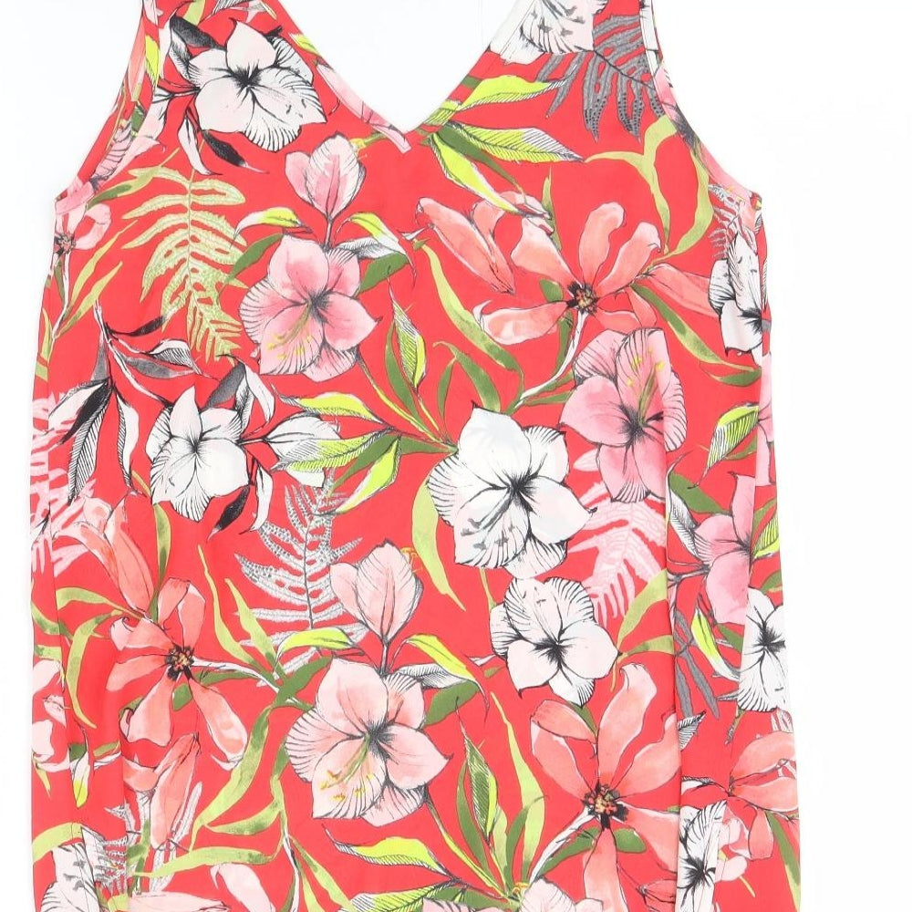 Wallis Womens Red Floral  Basic Tank Size 10