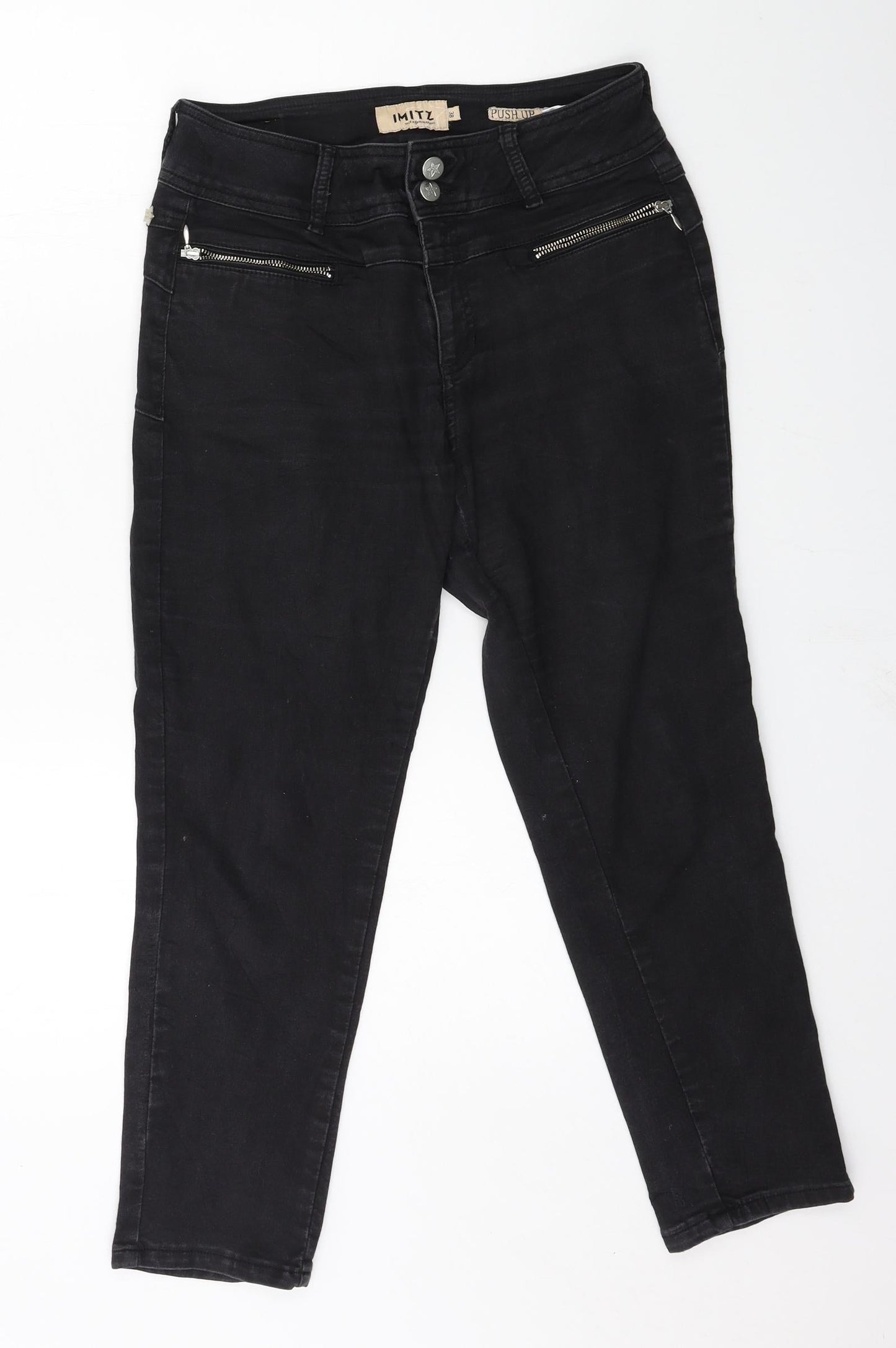 Imitz Womens Black  Denim Straight Jeans Size 10 L24 in