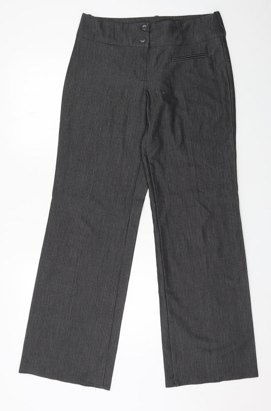 Preworn Womens Green Striped  Trousers  Size 12 L31 in