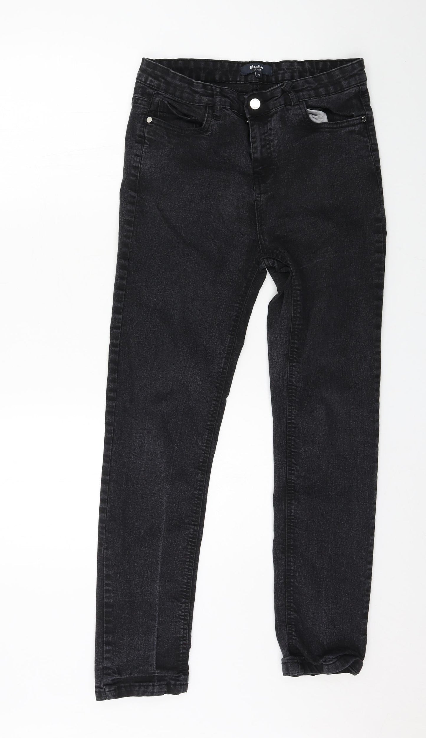 Studio Womens Grey  Denim Straight Jeans Size 12 L27 in
