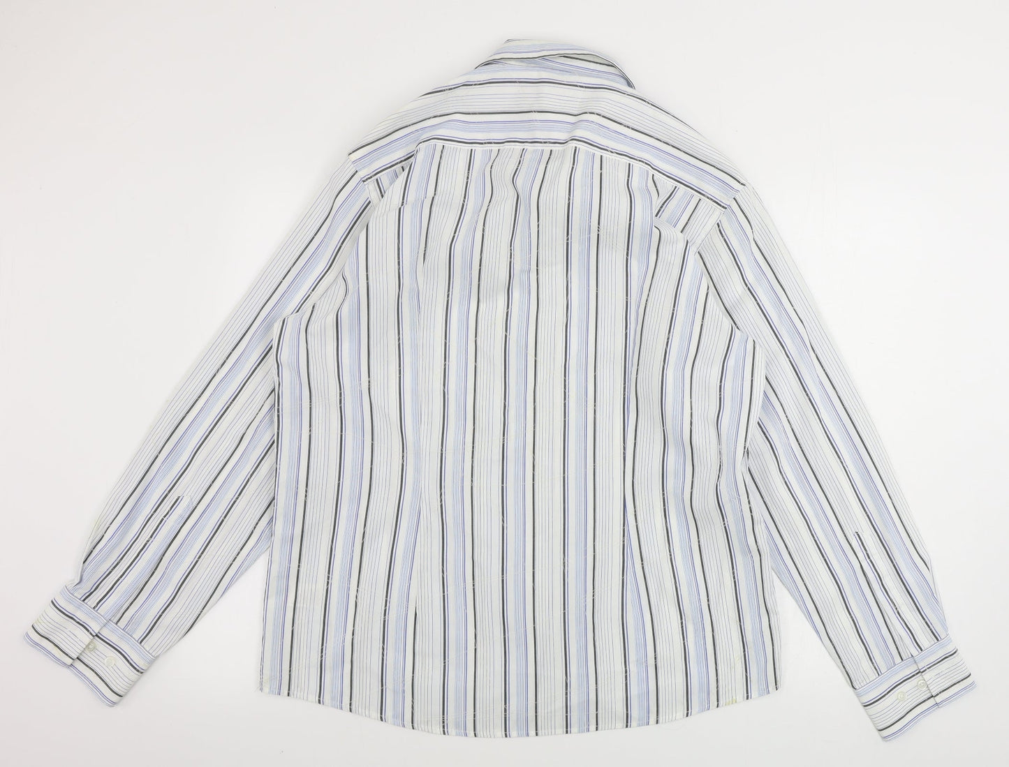Burton Mens White Striped   Button-Up Size L