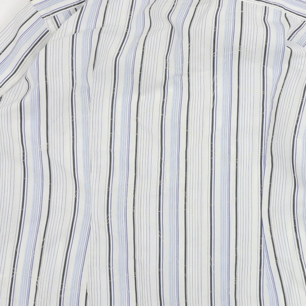 Burton Mens White Striped   Button-Up Size L
