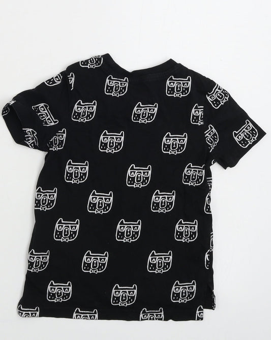 George Boys Black Animal Print  Basic T-Shirt Size 2-3 Years