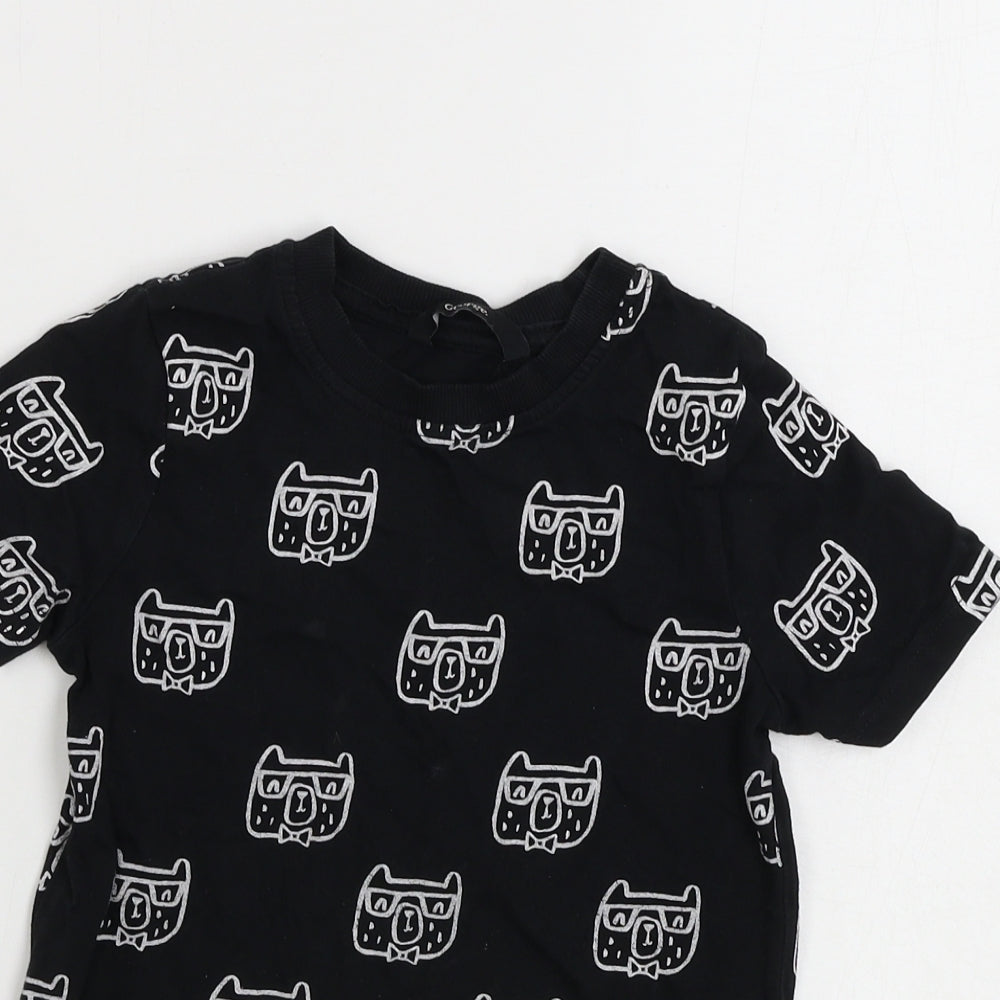 George Boys Black Animal Print  Basic T-Shirt Size 2-3 Years