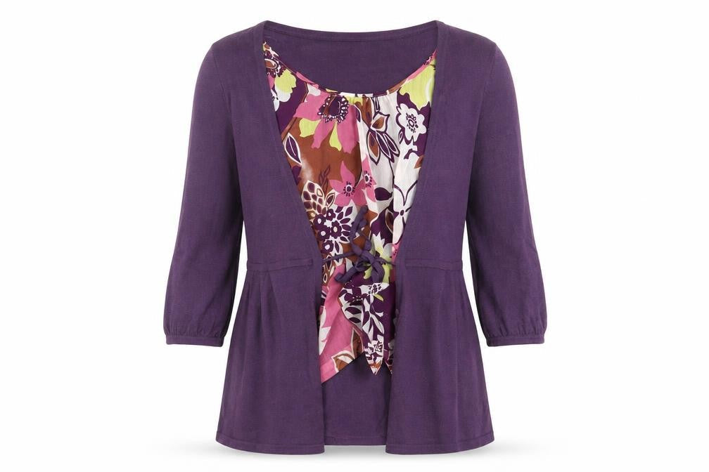 Klass Womens Purple Floral  Pullover Jumper Size L