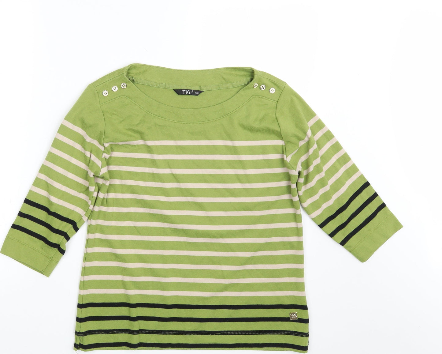 Tigi Womens Multicoloured Striped  Pullover Sweatshirt Size 10