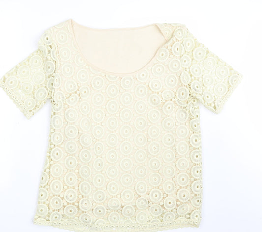 Preworn Womens Yellow Floral  Basic T-Shirt One Size