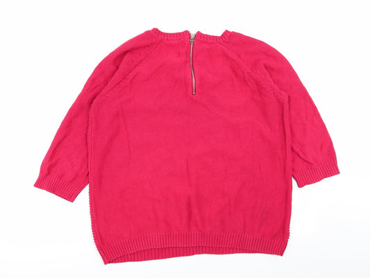 M&Co Womens Red   Pullover Jumper Size 18