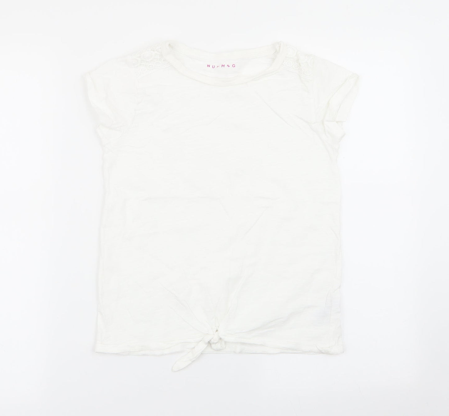 Nutmeg Girls White   Basic T-Shirt Size 10-11 Years