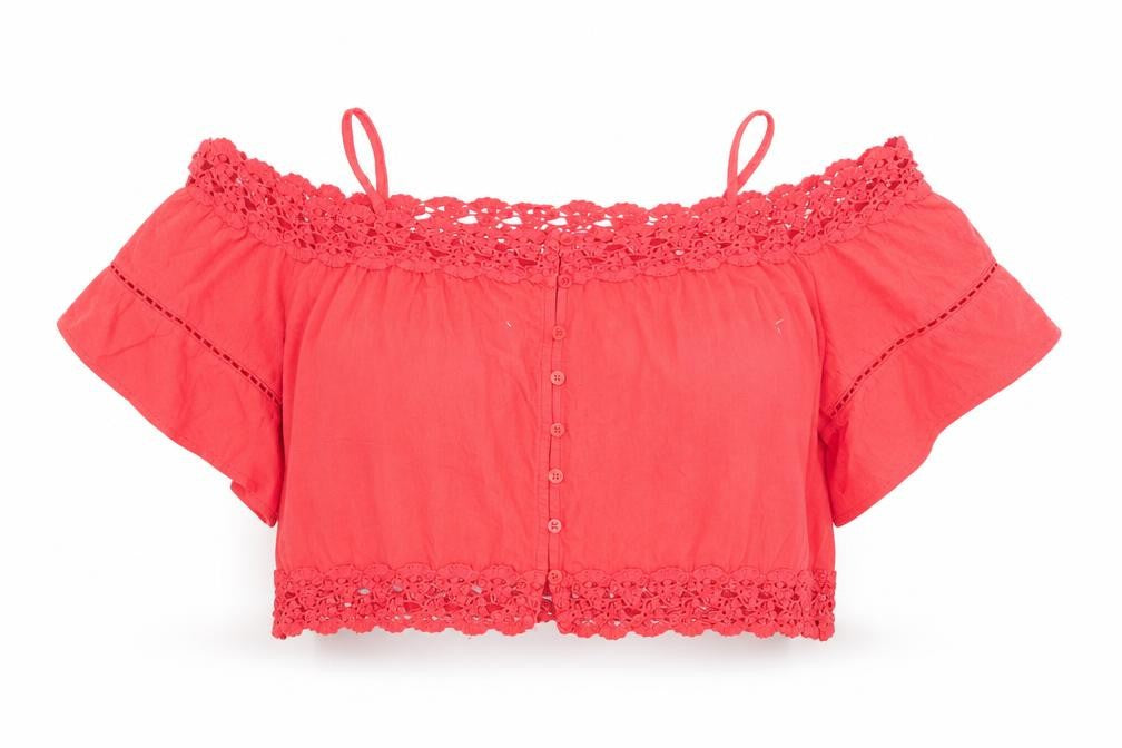 primaek Womens Orange Geometric  Basic Blouse Size 16  - crop