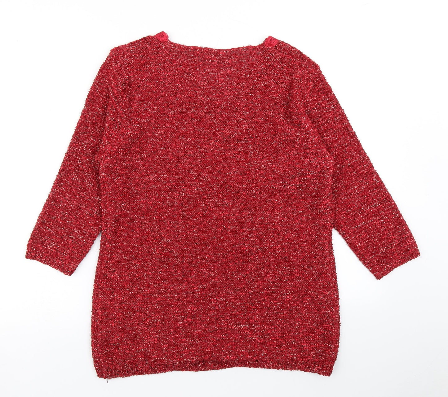 BM Womens Red  Knit Pullover Jumper Size L