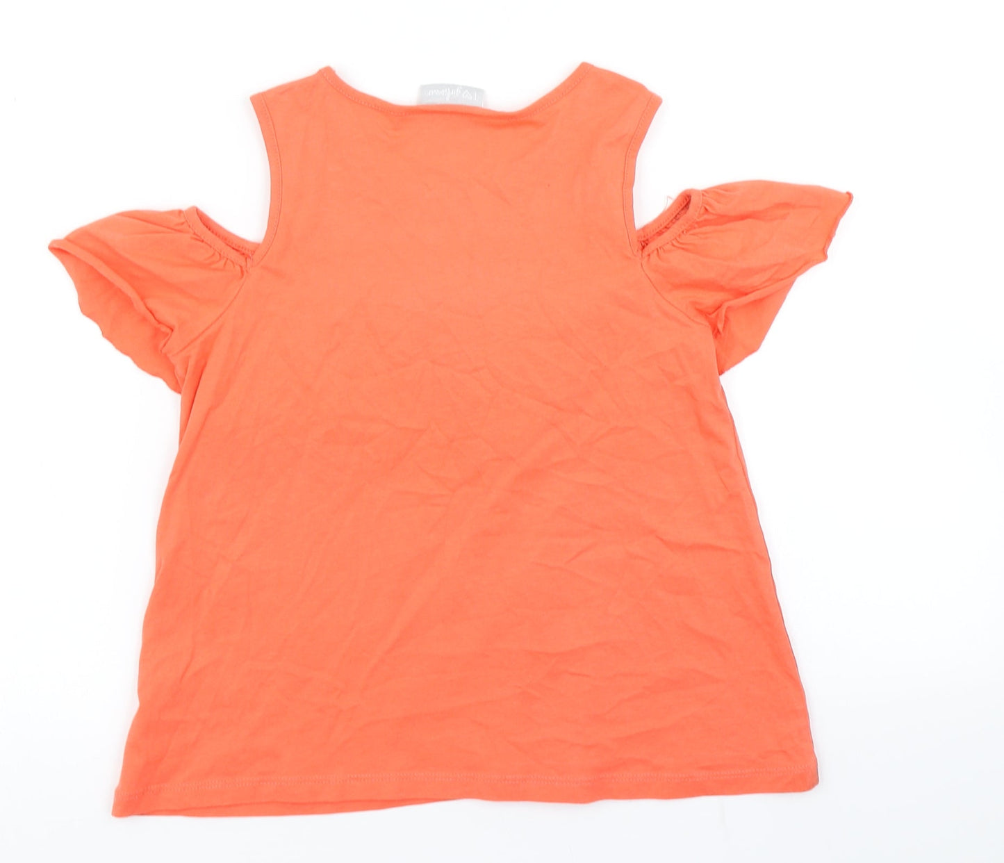 Matalan Girls Orange   Basic T-Shirt Size 9 Years  - Cold Shoulder