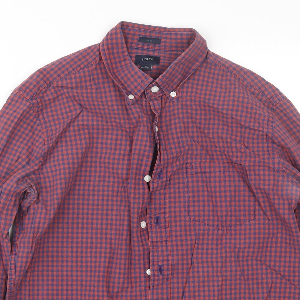 J crew Mens Red Plaid   Button-Up Size M