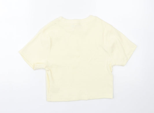 Nasty Gal Womens Yellow   Cropped T-Shirt Size 8