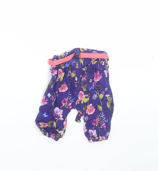 Marks and Spencer Girls Blue Floral   Trousers Size 0-3 Months