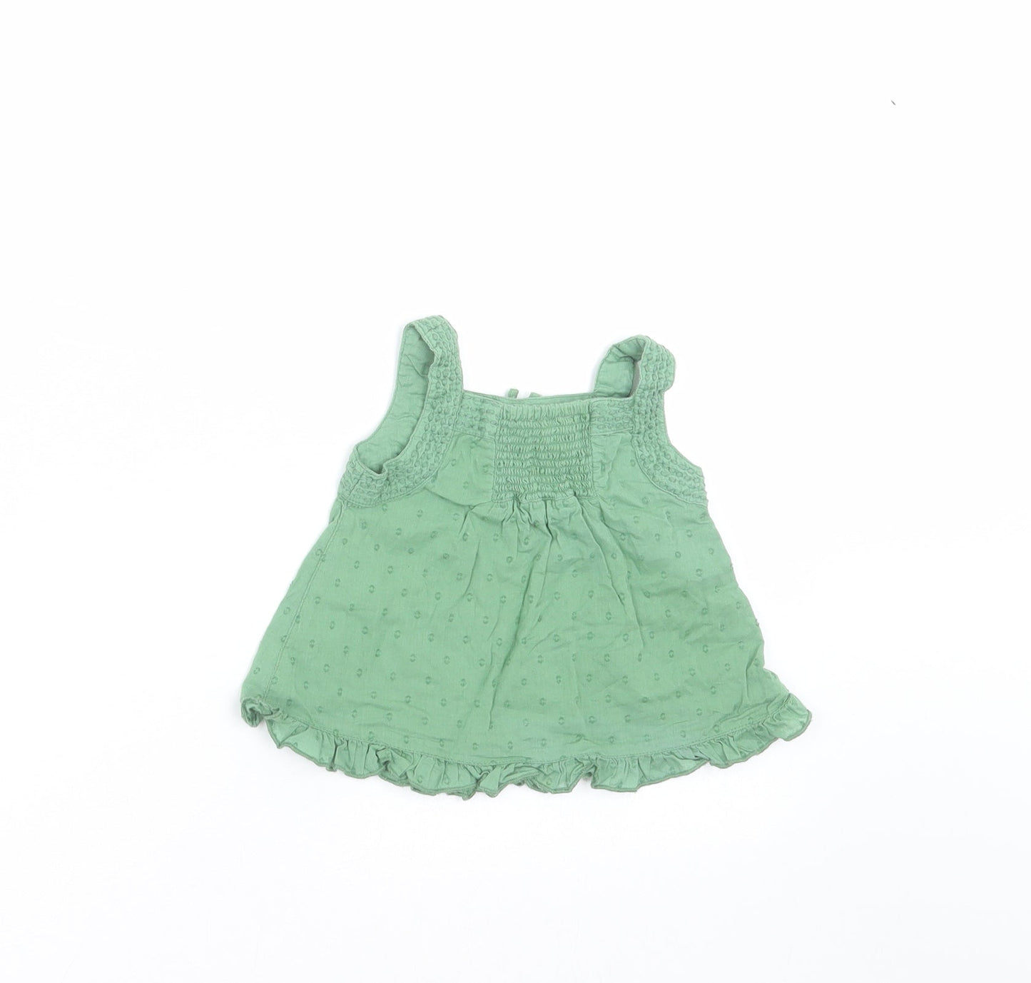Monsoon Girls Green Geometric  Basic Blouse Size 3-6 Months