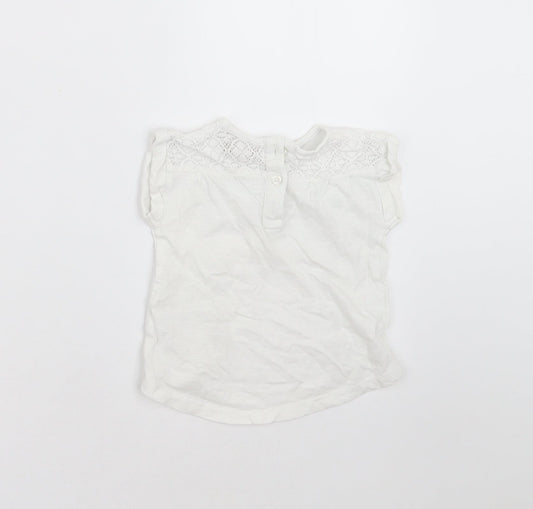 NEXT Girls White   Basic T-Shirt Size 3-6 Months  - Embroidered detail
