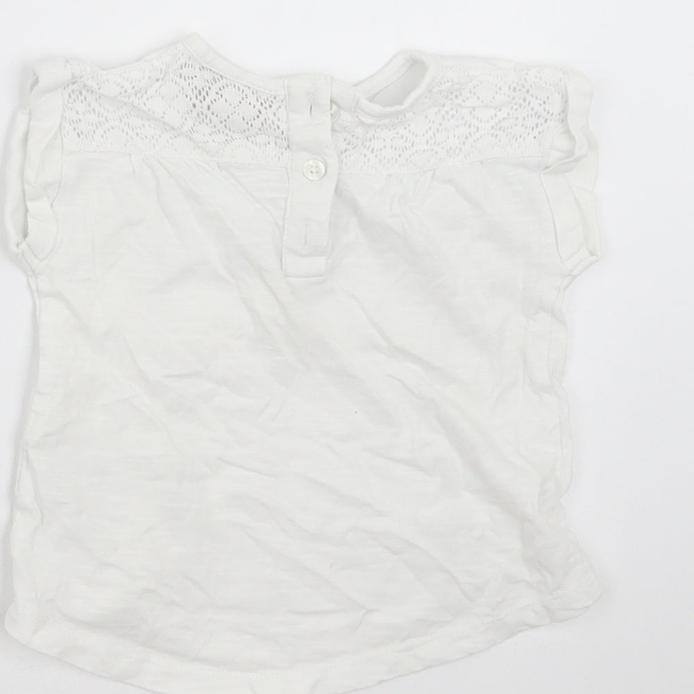 NEXT Girls White   Basic T-Shirt Size 3-6 Months  - Embroidered detail