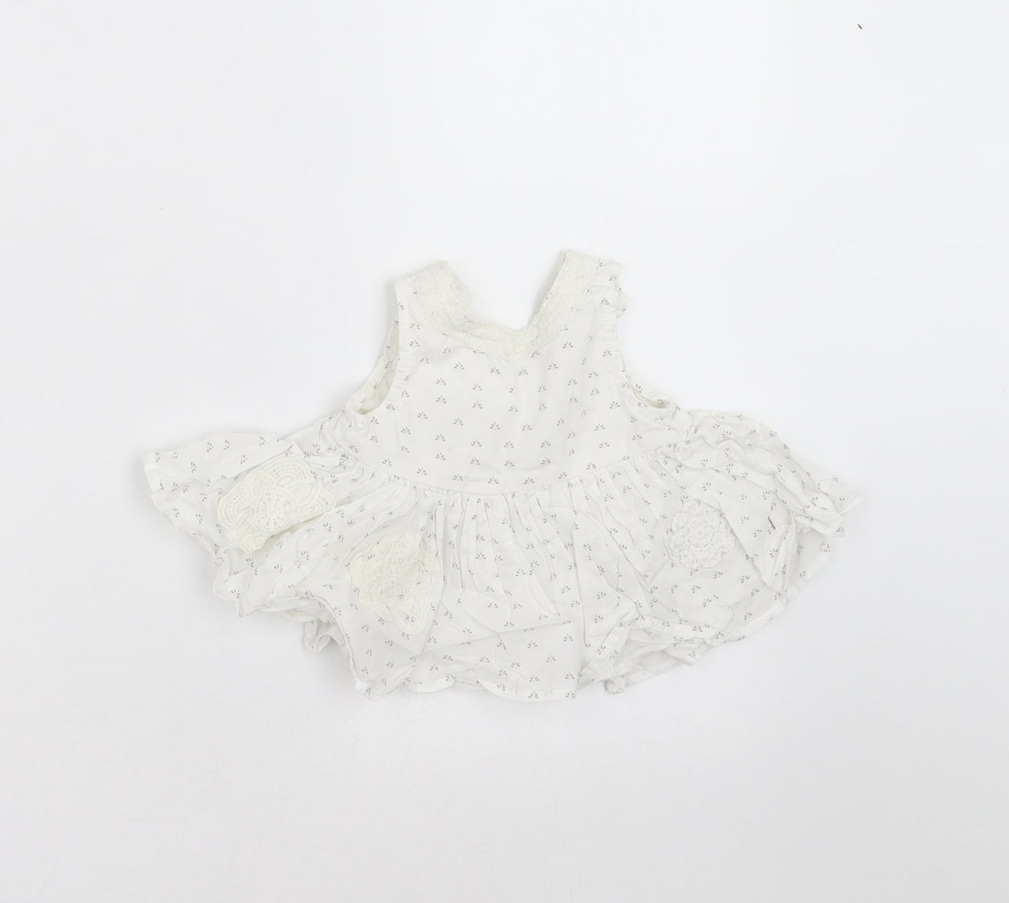 NEXT Girls White Floral  Basic Blouse Size 3-6 Months