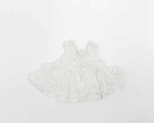 NEXT Girls White Floral  Basic Blouse Size 3-6 Months