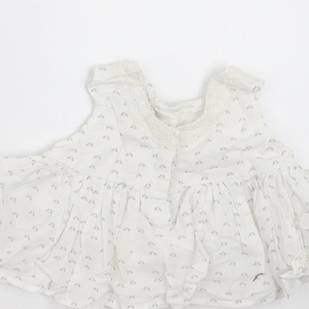 NEXT Girls White Floral  Basic Blouse Size 3-6 Months