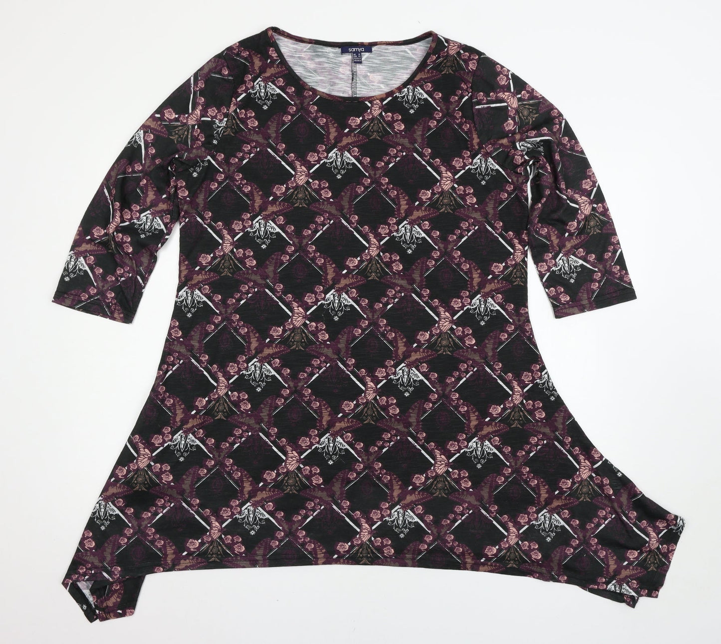 Samya Womens Multicoloured Floral  Basic T-Shirt Size 16