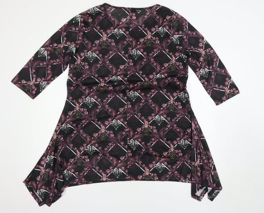 Samya Womens Multicoloured Floral  Basic T-Shirt Size 16