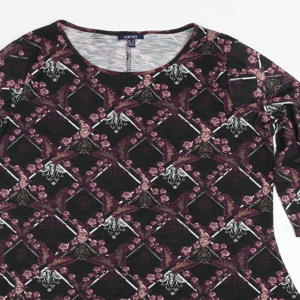 Samya Womens Multicoloured Floral  Basic T-Shirt Size 16
