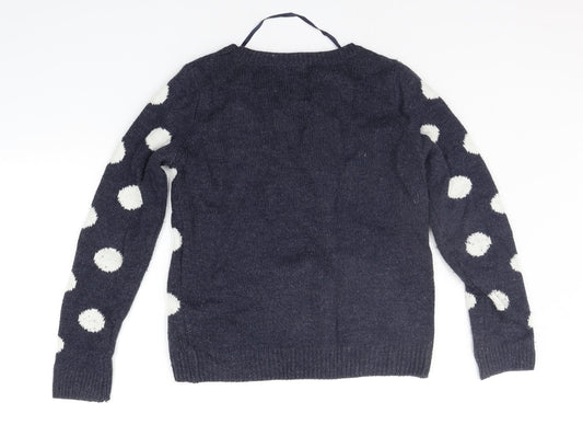 Atmsophere Womens Blue Polka Dot  Pullover Jumper Size 6