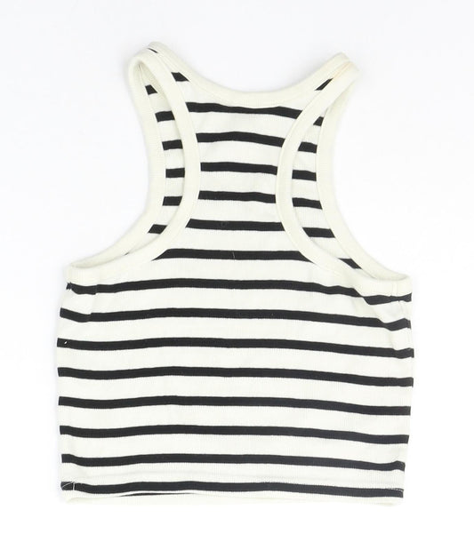 Divided Girls White Striped  Basic Tank Size S