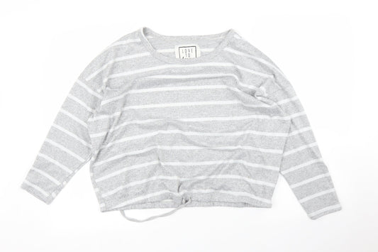 Time To Dream Womens Grey Striped  Pullover Jumper Size 16  - PJ top