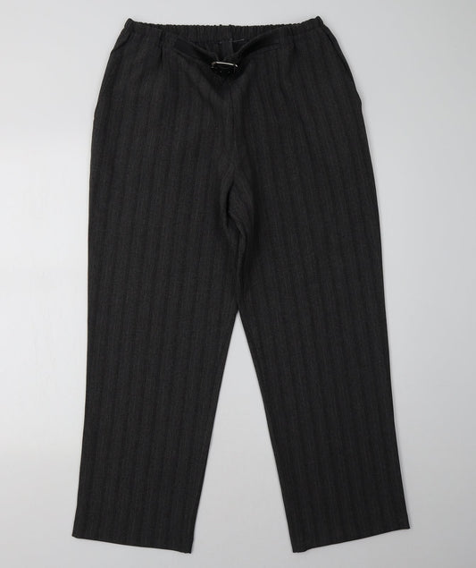 Preworn Womens Grey Striped  Trousers  Size 18 L30 in