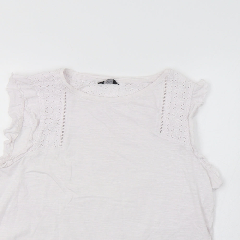M&Co Womens White   Basic T-Shirt Size 10