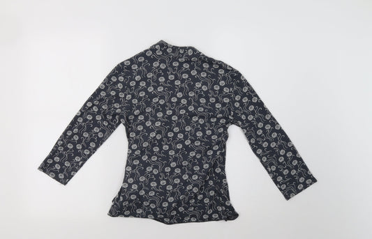 Select Womens Grey Floral  Basic Blouse Size 10